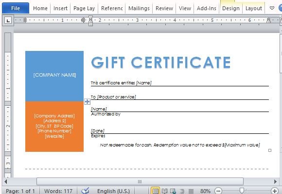 free gift certificate template for mac